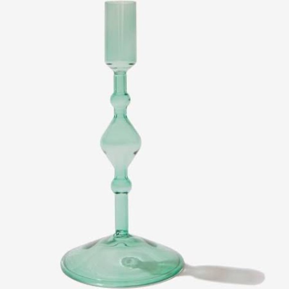 Poketo Green Glass Candlestick Holders (set of 2) - Picture 2 of 4